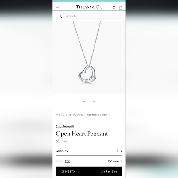 Tiffany & Co. large open heart pendant necklace (with COA) - Picture 4 of 7